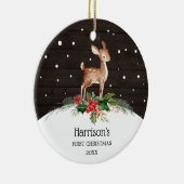 Das erste Weihnachtsfest des Hirschjunges Keramik Ornament (Rechts)