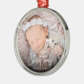 Das erste Weihnachtsfest des modernen Babys Foto K Ornament Aus Metall (Links)