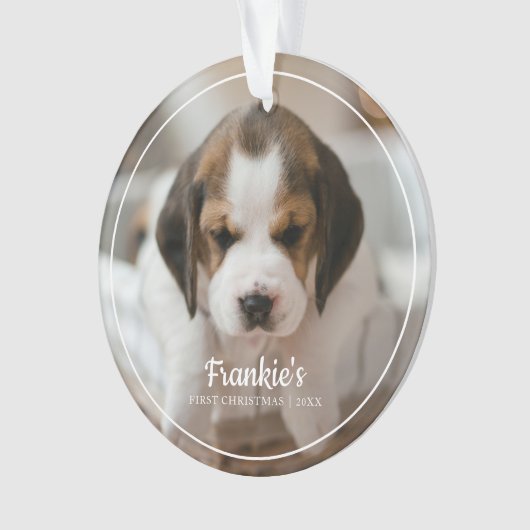 Das erste Weihnachtsfest des modernen Frame Pet-Fo Ornament (Vorderseite)