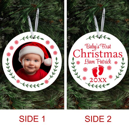 Das erste Weihnachtsfest im Foto des Babys - Schne Keramik Ornament