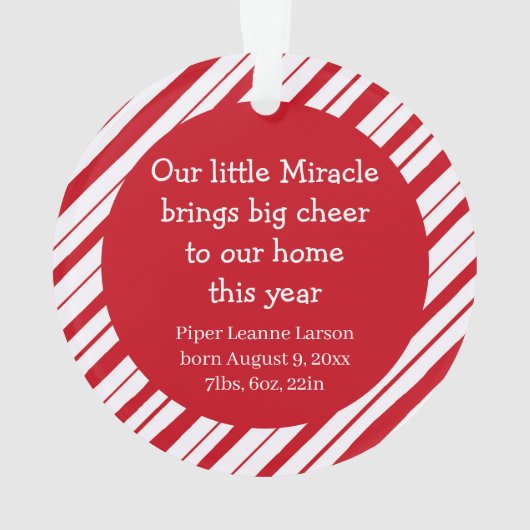 Das erste Weihnachtsfest im Foto Peppermint New Pa Ornament (Rückseite)