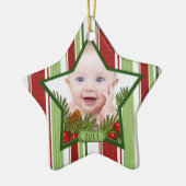 Das erste Weihnachtsfest im Foto Xmas Stripes Star Keramikornament (Links)