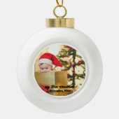 Das erste Weihnachtsfest im modernen Baby-Foto Keramik Kugel-Ornament (Vorderseite)