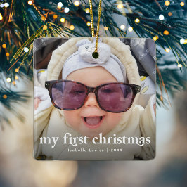 Das erste Weihnachtsfest im modernen Baby-Foto Keramikornament