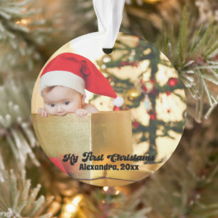 Das erste Weihnachtsfest im modernen Baby-Foto Ornament