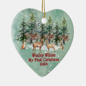 Das erste Weihnachtsfest im Rustikalen Woodland Keramik Ornament (Rechts)