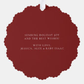 Das erste Weihnachtsfest in Roter Familie Foto Ornament Karte (Rückseite)