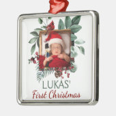 Das erste Weihnachtsfest Rustikales Weihnachtskran Ornament Aus Metall (Links)