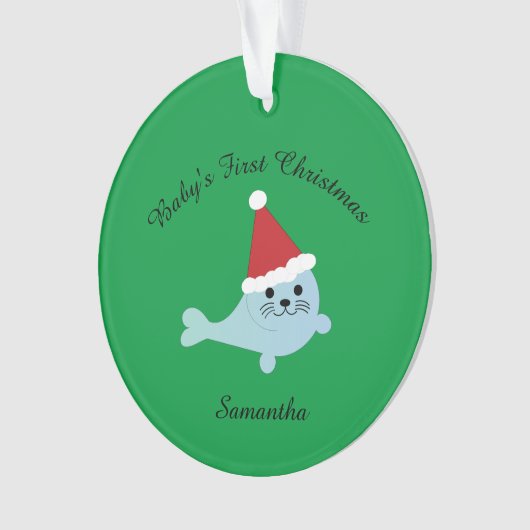 Das erste Weihnachtsfest-Siegel des Babys Ornament (Vorderseite)