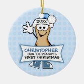 Das erste Weihnachtsfest unserer Blauen Erdnuss (b Keramik Ornament (Vorne)