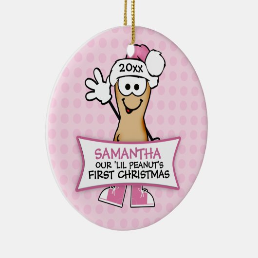 Das erste Weihnachtsfest unseres Blauen Erdnusses Keramikornament (Rechts)