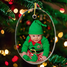 Das erste Weihnachtsfoto des Babys - Vorname Jahr  Keramik Ornament