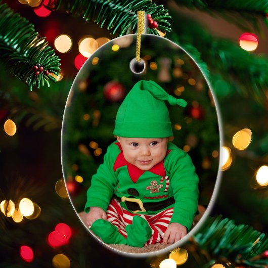 Das erste Weihnachtsfoto des Babys - Vorname Jahr  Keramik Ornament