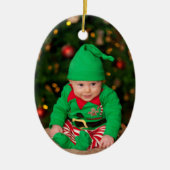 Das erste Weihnachtsfoto des Babys - Vorname Jahr  Keramik Ornament (Vorne)