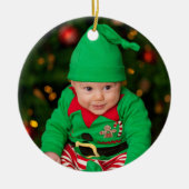Das erste Weihnachtsfoto-Template-Jahr des Babys Keramik Ornament (Vorne)