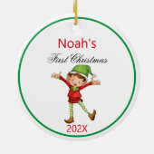 Das erste Weihnachtsfoto-Template-Jahr des Babys Keramik Ornament (Hinten)