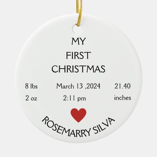 Das erste Weihnachtsgeschenk des Babys, Baby 1. Ch Keramik Ornament (Vorne)