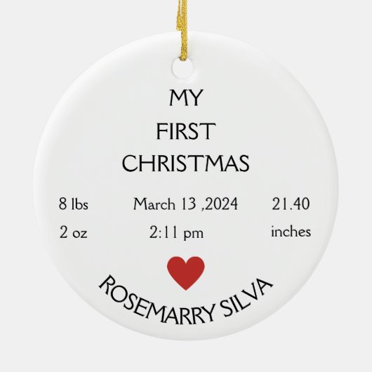 Das erste Weihnachtsgeschenk des Babys, Baby 1. Ch Keramik Ornament (Hinten)