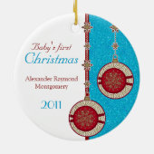 Das erste Weihnachtsgeschenk des Babys im Foto Keramikornament (Hinten)