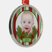 Das erste Weihnachtsgeschenk des Babys - Rundform Silbernes Ornament (Rechts)