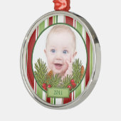 Das erste Weihnachtsgeschenk des Babys - Rundform Silbernes Ornament (Links)