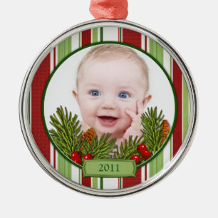 Das erste Weihnachtsgeschenk des Babys - Rundform Silbernes Ornament