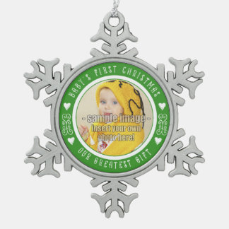 Das erste Weihnachtsgeschenk des Babys - Unser bes Schneeflocken Zinn-Ornament