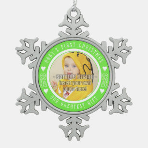 Das erste Weihnachtsgeschenk des Babys - Unser bes Schneeflocken Zinn-Ornament
