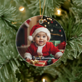 Das erste Weihnachtsgeschenk des Fotos Keramik Ornament