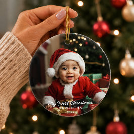 Das erste Weihnachtsgeschenk des Fotos Keramik Ornament