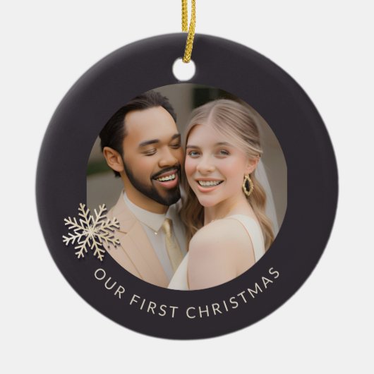 Das erste Weihnachtsgeschenk des Neugeborenen-Foto Keramik Ornament (Vorne)