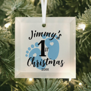 Das erste Weihnachtsgeschmuck des Babys - Fußabdru Ornament Aus Glas