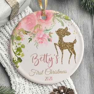 Das erste Weihnachtsgeschmuck des Babys, Hirschwal Keramik Ornament