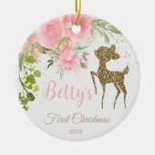 Das erste Weihnachtsgeschmuck des Babys, Hirschwal Keramik Ornament (Vorne)