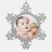 Das erste Weihnachtsgeschmuck eines Babys Schneeflocken Zinn-Ornament (Vorderseite)