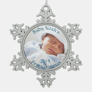 Das erste Weihnachtsgeschmuck eines Babys Schneeflocken Zinn-Ornament