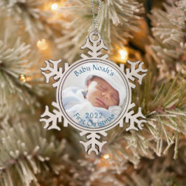 Das erste Weihnachtsgeschmuck eines Babys Schneeflocken Zinn-Ornament