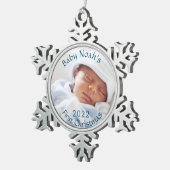 Das erste Weihnachtsgeschmuck eines Babys Schneeflocken Zinn-Ornament (Rechts)