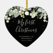 Das erste Weihnachtsherz des Babys in Form Keramik Ornament (Vorne)