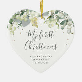 Das erste Weihnachtsherz des Babys in Form Keramik Ornament