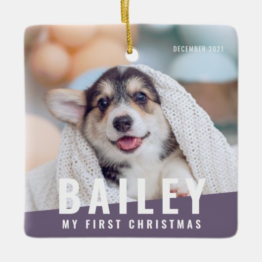 Das erste Weihnachtsjahr des Hauses mit maßgeschne Keramikornament (Vorderseite)