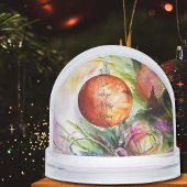 Das erste Weihnachtsjubiläum des Babys - Foto und Schneekugeln