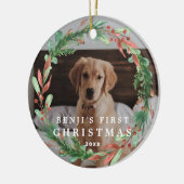 Das erste Weihnachtskranz-Foto meines Hauses Keramik Ornament (Links)