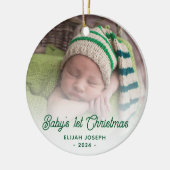 Das erste Weihnachtskript des Babys, Greeen Retro Keramik Ornament (Links)