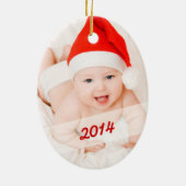 Das erste Weihnachtskursivurlaub-Foto des Babys Keramikornament (Hinten)