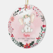 Das erste Weihnachtslephant-Mädchen mit Namen Keramik Ornament (Links)