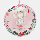 Das erste Weihnachtslephant-Mädchen mit Namen Keramik Ornament (Hinten)