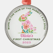 Das erste Weihnachtsmondjahr des Babys Ornament Aus Metall (Vorne)