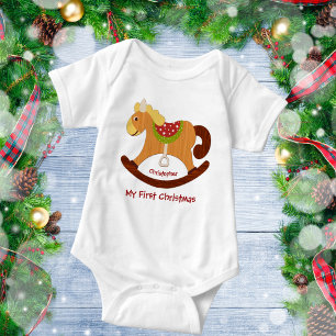 Das erste Weihnachtsrockpferd des Babys Baby Strampler
