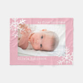 Das erste Weihnachtsrosa Foto des Babys mit Schnee Fleecedecke (Vorderseite (Horizontal))